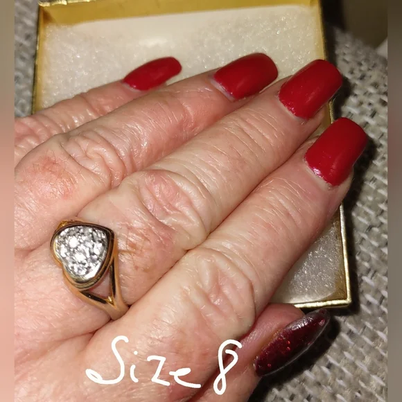 Pave Crystal Gold Heart Ring - Picture 8 of 13